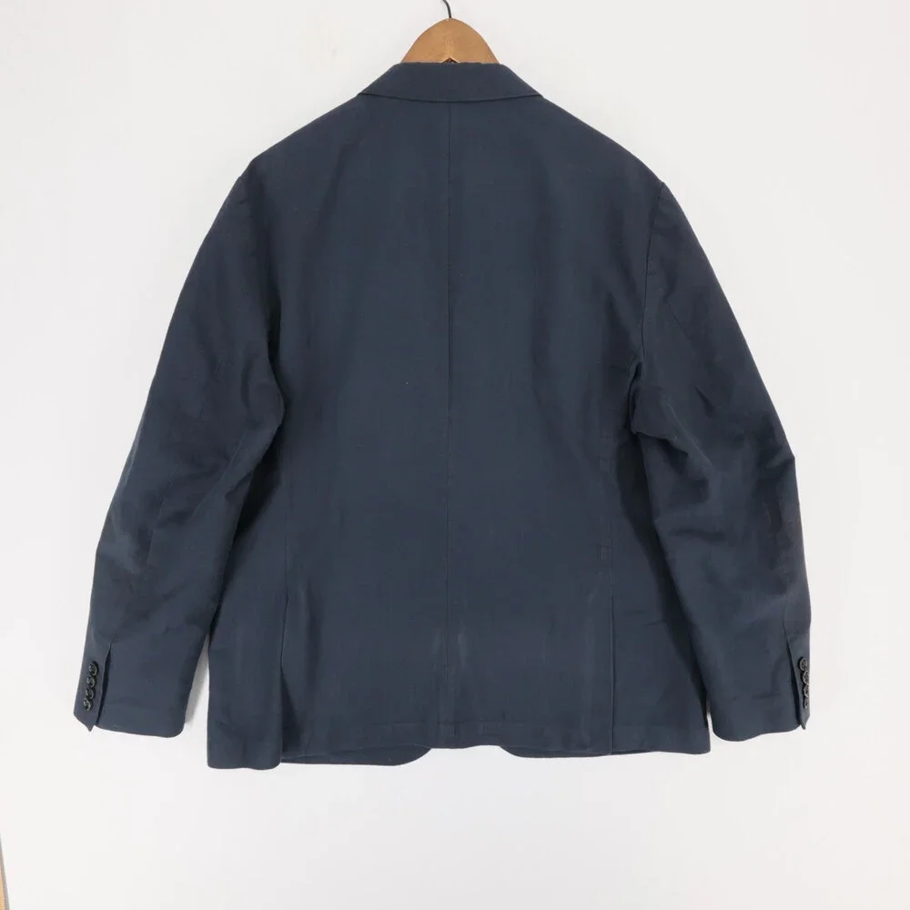 J Crew Ludlow Blazer Mens 46R Navy Blue Cotton Linen Unstructured Baird McNutt